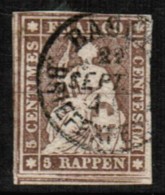 SWITZERLAND  Scott # 24 VF USED IMPERFORATE (Stamp Scan # 421) - Usati