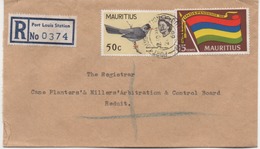 ILE MAURICE  RECOMMANDE  BUREAU  PORT LOUIS STATION - Mauritius (1968-...)