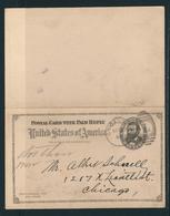 Postal Card With Paid Reply MESSAGE CARD CHICAGO - 1901-20