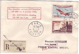 FRANCE PREMIER VOL POUR LE BRESIL 1958 - 1927-1959 Lettres & Documents