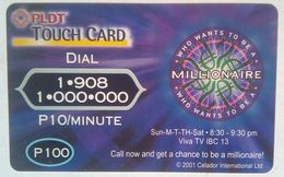 PLDT 100 Pesos  MINT Advertisement Of "Who Wants To Be A Millionaire TV Show" - Filippijnen