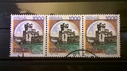 1980 SERIE CASTELLI D' ITALIA VARIETA COLORE ARANCIO FUORI REGISTRO CASTELLO DI MONTAGNANA - Varietà E Curiosità