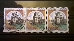 1980 SERIE CASTELLI D' ITALIA VARIETA COLORE ARANCIO FUORI REGISTRO CASTELLO DI MONTAGNANA - Varietà E Curiosità