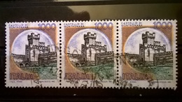 1980 SERIE CASTELLI D' ITALIA VARIETA COLORE ARANCIO FUORI REGISTRO CASTELLO DI MONTAGNANA - Varietà E Curiosità