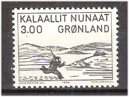 Greenland 1980 Art. Race On The Ice; Woodcut By Aron Von Kangeq (1822-1869)  Mi 124, MNH(**) - Cartas & Documentos