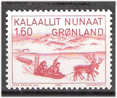 Greenland 1981 Sleigh Ride Northern Canada; Illustration By Jens Kreutzmann (1828-1899) Greenland Saga  Mi 128, MNH(**) - Cartas & Documentos