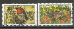 Oiseaux D'Andorre:Le Rouge-Gorge & Pinson Des Arbres, 2 Timbres Oblitérés,1 ère Qualité, Oblitération Ronde. - Used Stamps