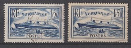 FRANCE 1935-36: Le 'Normandie', Paire De Timbres Oblitérés, Les 2 Nuances, Claire Et Foncée - Otros & Sin Clasificación