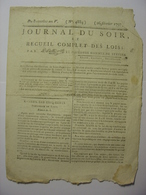 JOURNAL DU SOIR Du 26 FEVRIER 1797 - ELECTIONS SAINT DOMINGUE - PIECES DE MONNAIE DE CUIVRE - CAMBACERES CODE CIVIL - Décrets & Lois