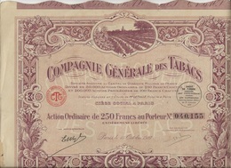 COMPAGNIE GENERALE DES TABACS - ACTION DE 250 FRS ANNEE 1927 - Altri & Non Classificati