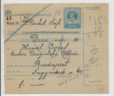 AUTRICHE - 1919 - CARTE COLIS POSTAL De WIEN => BUDAPEST - Covers & Documents