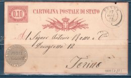 1877 Cartolina Postale Di Stato Da Penne A Torino - Stamped Stationery