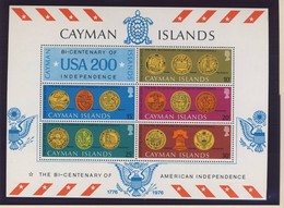 CAIMANES 1976 BLOC MONNAIES-INDEPENDANCE USA  YVERT N°B10  NEUF MNH** - Monete