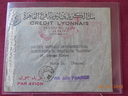 Lettre D Egypte De 1953 Avec EMA Et Bande De Censure A Destination De Paris - Brieven En Documenten