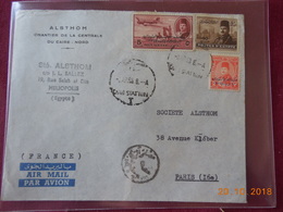 Lettre D Egypte De 1953 A Destination De Paris (timbres Surcharges) - Lettres & Documents