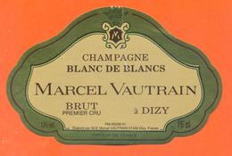 étiquette De Champagne Brut Blanc De Blancs Marcel Vautrin à Dizy - 75 Cl - Paarden