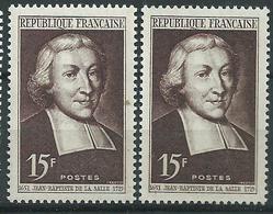 [24] Variété : N° 882 De La Salle Brun Au Lieu De Brun-noir + Normal **7 - Unused Stamps