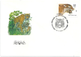 B2498 Russia Rossija FDC Fauna Animal Organization WWF Cat-of-Prey Tiger (50 Rubel) - FDC