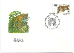 B2499 Russia Rossija FDC Fauna Animal Organization WWF Cat-of-Prey Tiger (500 Rubel) - FDC