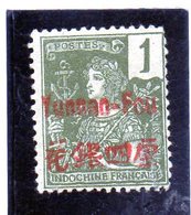 B - 1906 Yunnanfu - Francobollo Francese Soprastampato (linguellato) - Unused Stamps