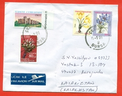 Turkey 2001. Flower. The Envelope Passed Mail. Airmail. - Brieven En Documenten