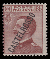 ITALIA - Isole Egeo: CASTELROSSO - Francoboolo D'Italia Del 1906/20 (soprastampa Obliqua): 85 C. Bruno Rosso - 1924 - Levante
