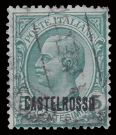 ITALIA - Isole Egeo: CASTELROSSO - Francoboolo D'Italia Del 1906/20 (soprastampa Orizzontale): 5 C. Verde (Usato) - 1922 - Levante