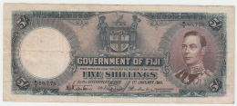 Fiji 5 Shillings 1941 RARE Banknote Pick 37d 37 D - Fidschi