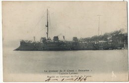 Croiseur  " Descartes " Capitaine Laforgu à Fort De France Martinique  Texte Dos Prison Depuis Debut Guerre 1914 - Warships