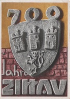 Litho AK Zittau 700 Jahre Jahrfeier 1955 Stempel Postkutsche Oybin DDR Briefmarke 150. Todestag Friedrich Schiller - Zittau