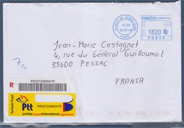 = Enveloppe Recommandée De Turqie à Pessac Istamboul 30.07.18 Machine à Affranchir 1820 Kr - Cartas & Documentos