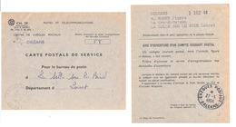 CHEQUES POSTAUX OrléansOb 1964 Avis Ouverture Compte Postal Formulaire PTT CH.29 J.S. 305577 Dest La Selle Loiret - Brieven En Documenten