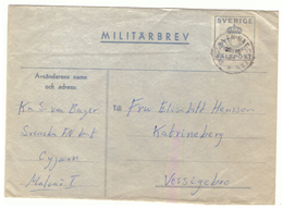 Letter From Cyprus To Sweden.1956. Militärbrev. UNO.  Svensk Bataljon På Cypern. Swedish  Battalion In Cyprus - Militaire Zegels