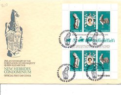 NOUVELLES HEBRIDES FDC 1978 25 ANS COURONNEMENT ELISABETH II LEGENDE FRANCAISE - PRIX FIXE - FDC