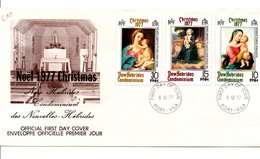 NOUVELLES HEBRIDES FDC 1977 NOEL LEGENDE FRANCAISE - PRIX FIXE - FDC