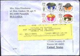 Mailed Cover (letter) With Stamps  Mushrooms 2014  From Bulgaria - Storia Postale