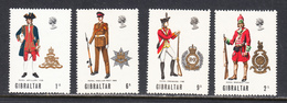 Gibraltar 1969 Uniforms, Mint No Hinge, Sc# 226-229,SG 240-243,Yt 224-227 - Gibilterra