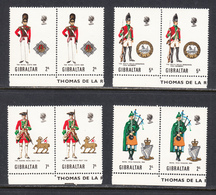 Gibraltar 1970 Uniforms, Mint No Hinge,pairs, Sc# 234-237,SG 248-251,Yt 232-235 - Gibraltar