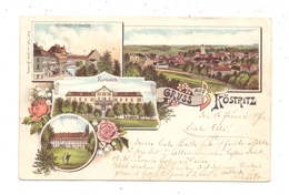 0-6514 BAD KÖSTRITZ, Lithographie 1897, Heinrichstrasse, Kurhaus, Schloss, Gesamtansicht - Bad Koestritz