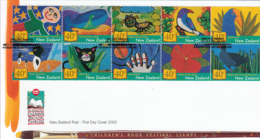 New Zealand 2002 FDC Scott #1798a Block Of 10 40c Children's Book Festival Design Winners - FDC