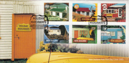 New Zealand 2002 FDC Scott #1828-#1833 6 Different Bachs, Cribs Holiday Hideaways - FDC