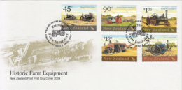 New Zealand 2004 FDC Scott #1930-#1934 Historic Tractors And Farm Equipment - FDC