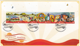 New Zealand 2006 FDC Scott #2104a Strip Of 5 Summer Festivals - FDC