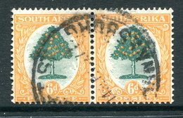 South Africa 1926-27 Definitives - Waterlow Print - 6d Orange Tree Pair Used (SG 32) - Ungebraucht