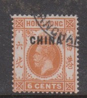 Hong Kong British Post Offices In China  1917  6c Orange, Used - Usati