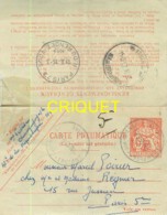 Carte Pneumatique Type 45 F Chaplain De 1952, Cachet Champigny Sur Marne Et Paris Rue Du Rendez-Vous - Pneumatici