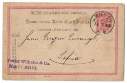 Entier Postaux Autriche Obliteration Wien 1893 - Cartes-lettres