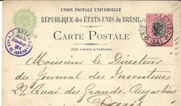 1901- C P E P 100 Reis De RIO DE JANEIRO  Pour Paris - Lettres & Documents