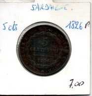 Sardaigne. 5 C. 1826 P - Piemont-Sardinien-It. Savoyen