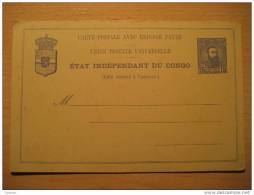 Etat Independant 15c + 10c Reponse Reply Double Postal Stationery Card BELGIAN CONGO Belgium Africa - Postwaardestukken